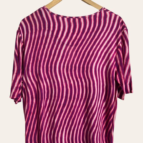 Dries Van Noten Len Lye Pink Striped Print Slit Jersey Maxi Dress Size L - Picture 9 of 13